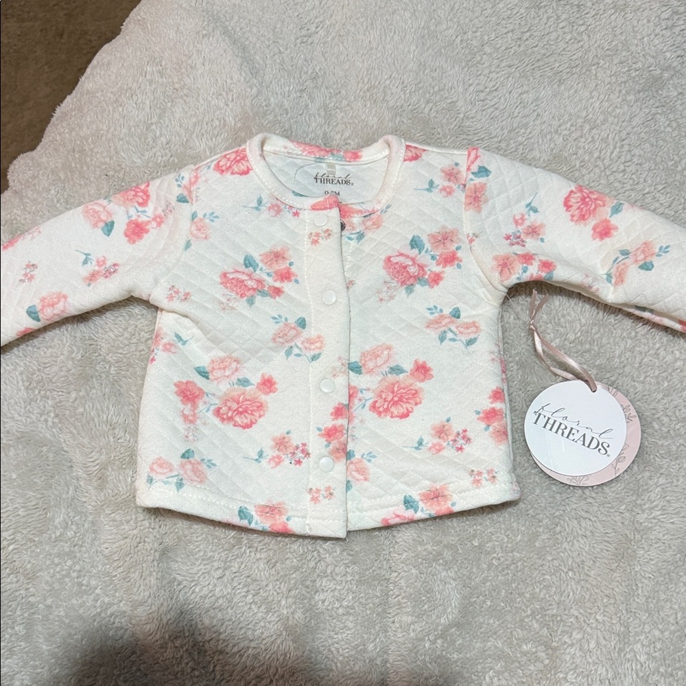 Charming Floral Kids Blazer - Cream and Pink